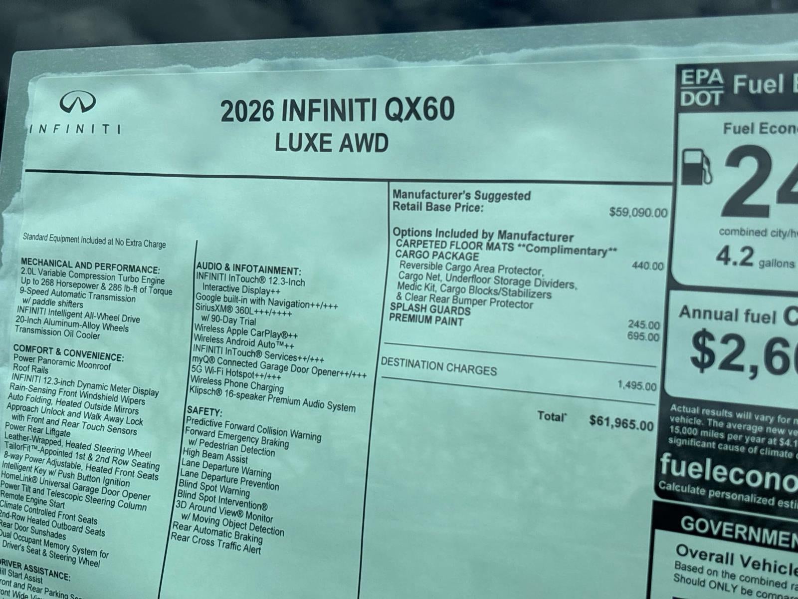 2026 INFINITI QX60 LUXE