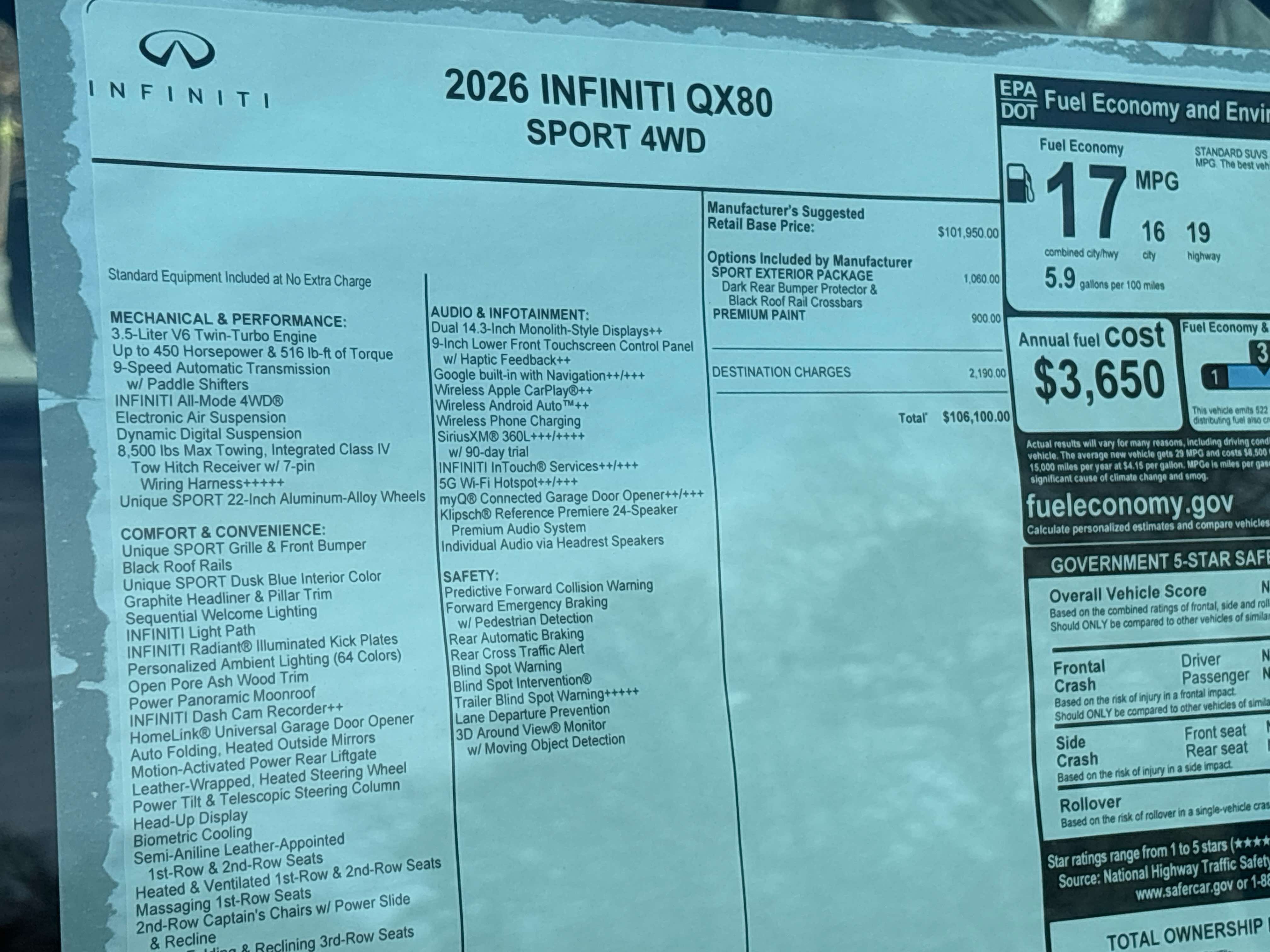 2026 INFINITI QX80 SPORT